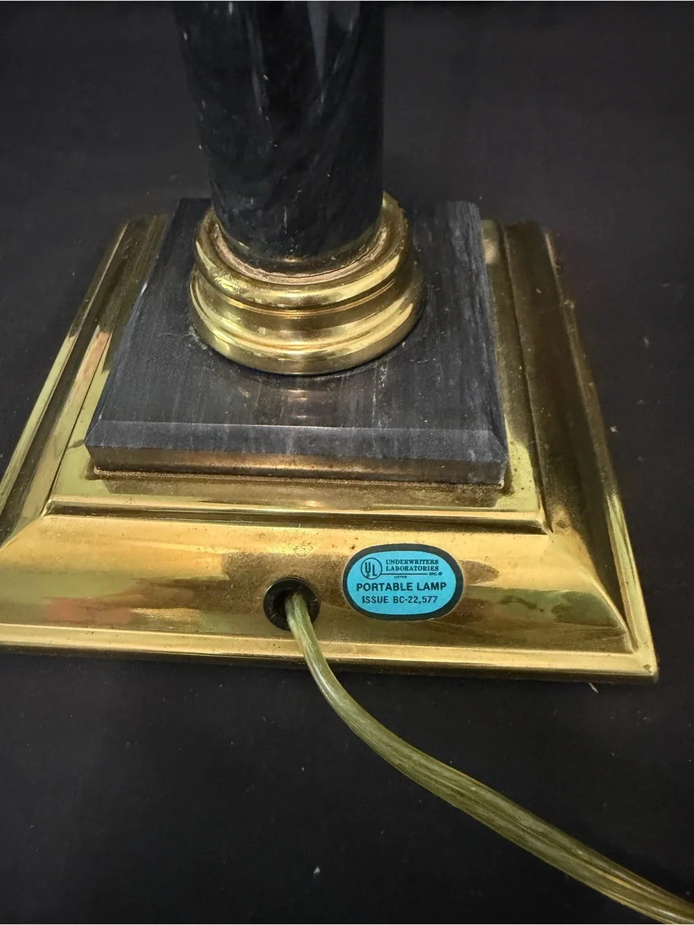 Vintage Brass Piano/Desk Lamp with Black marble
